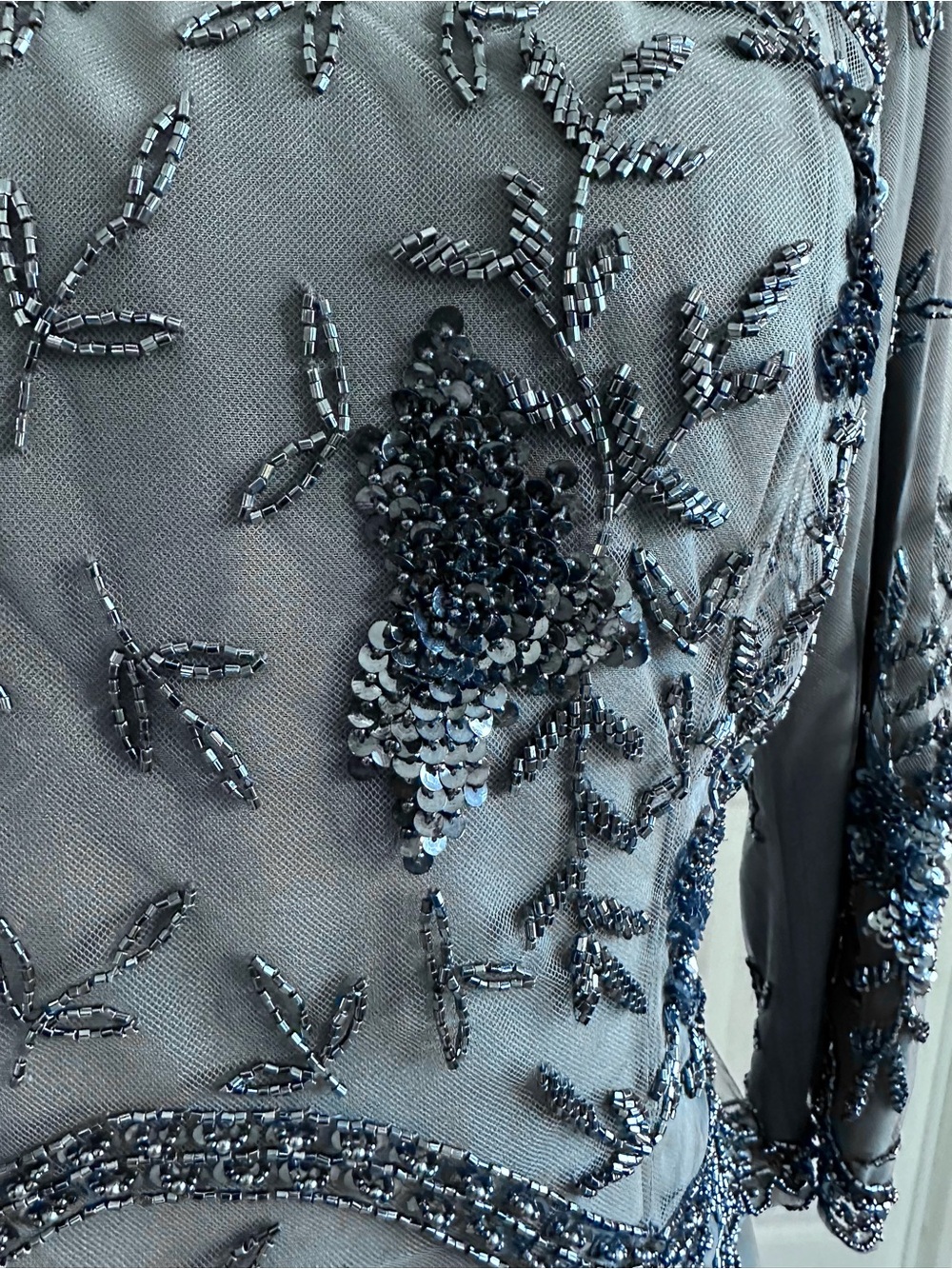 Jovani New York Gray Beaded Mesh Mother of the Bride Groom Gown - Picture 3 of 8